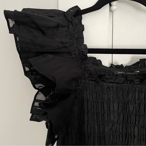 Banana Republic black midi dress with flutter sleeve and smocking NWT size XS